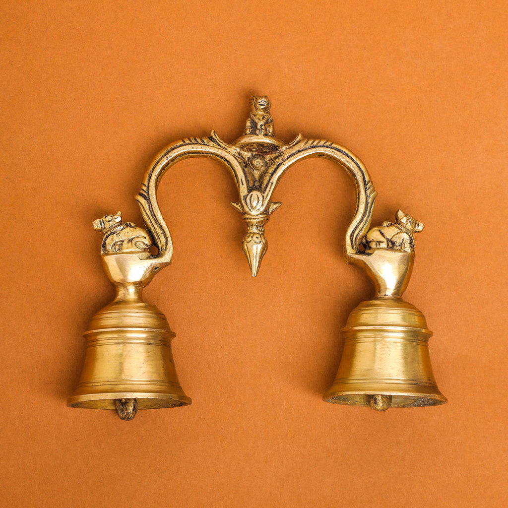 Brass Nandi Double Handbell (5 Inch) Vedansh Craft