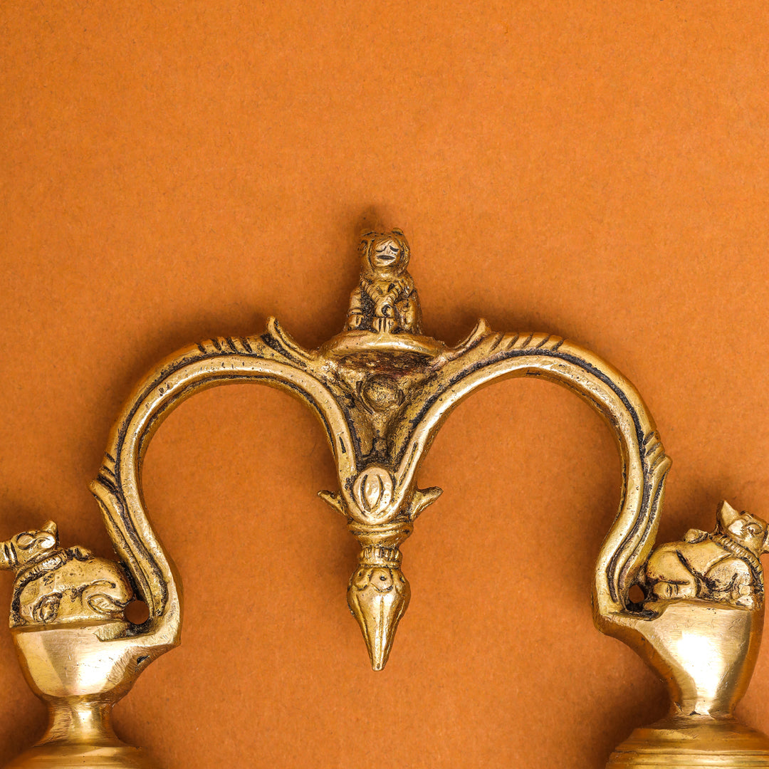 Brass Nandi Double Handbell (5 Inch) Vedansh Craft