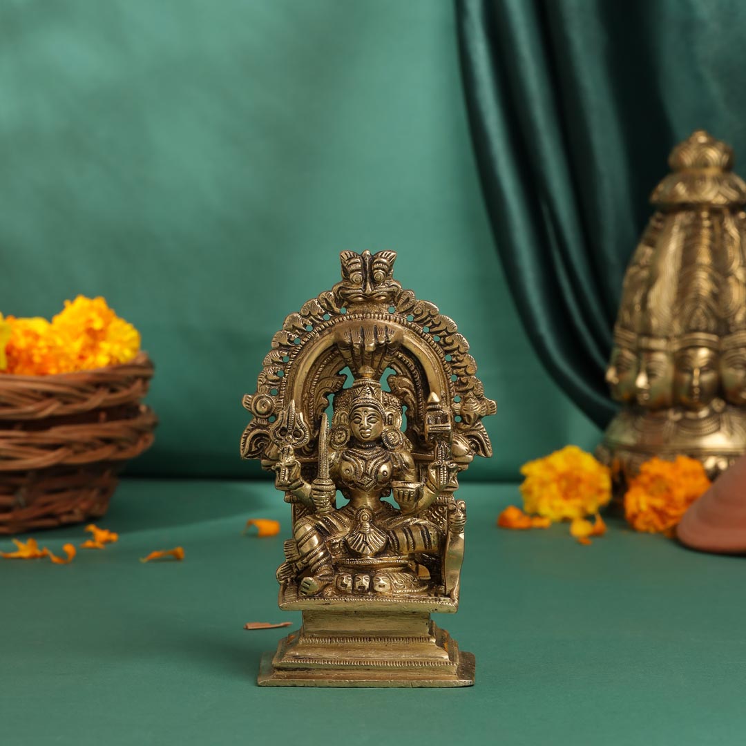 Brass Sitting Karumari Amman Idol (5.5 Inch) Vedansh Craft
