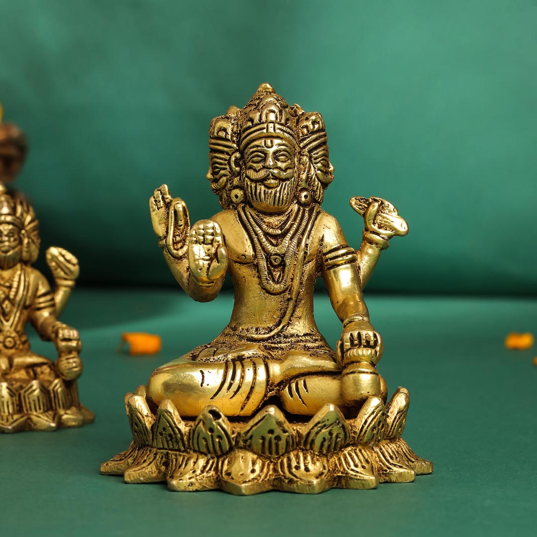 Brass Lord Brahma Statue Vedansh Craft
