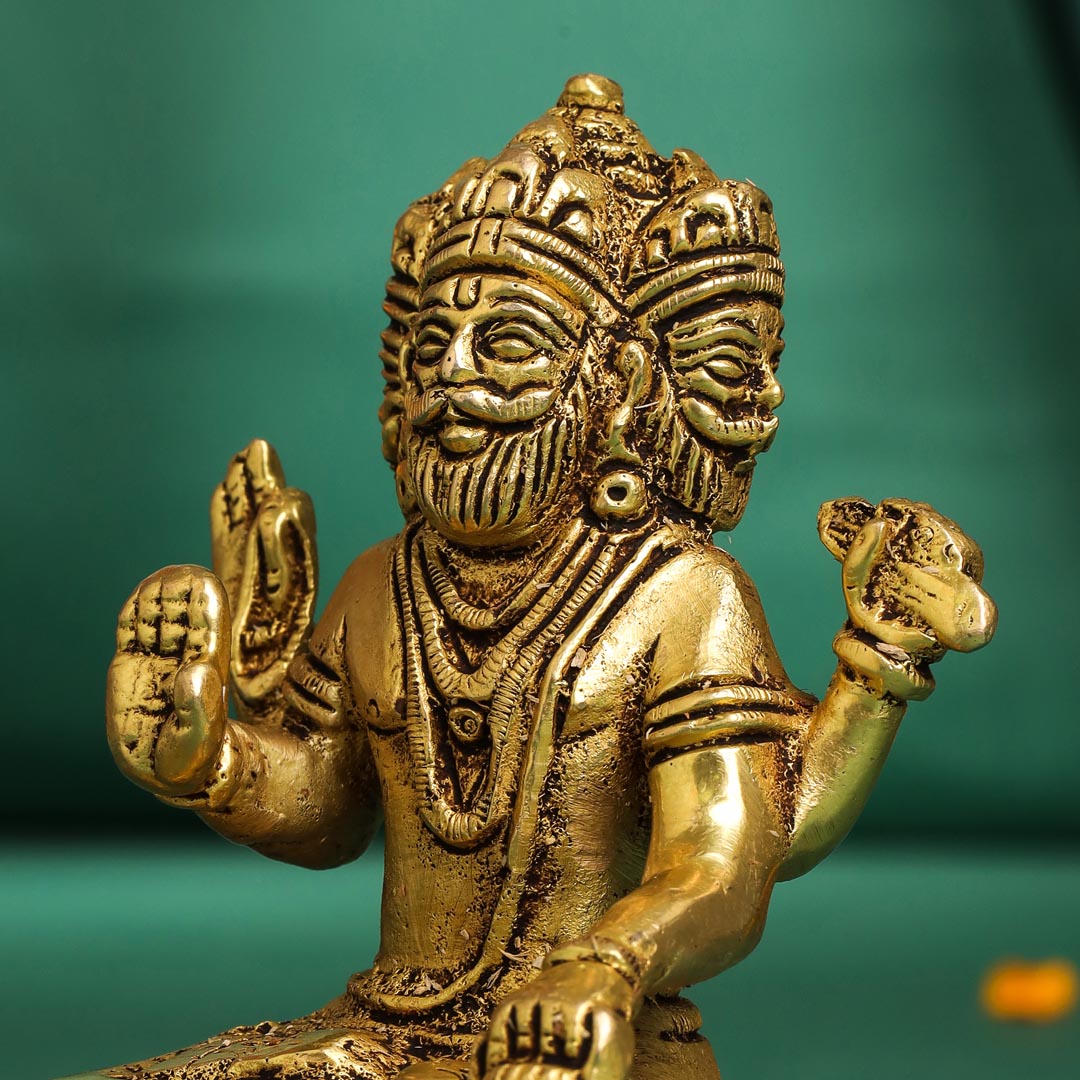 Brass Lord Brahma Statue Vedansh Craft