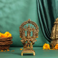 Brass Lord Balaji With Sri Devi And Bhudevi With Garud Idol (6.5 Inch) Vedansh Craft