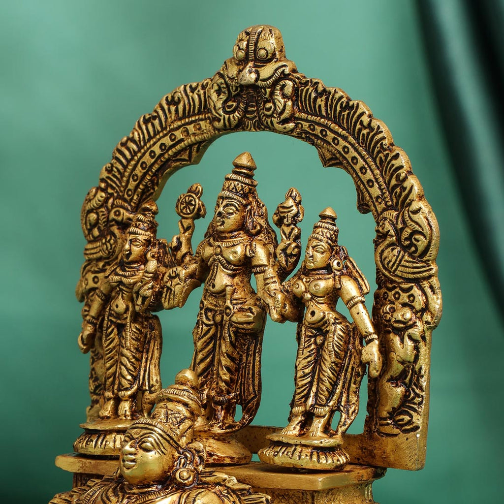 Brass Lord Balaji With Sri Devi And Bhudevi With Garud Idol (6.5 Inch) Vedansh Craft