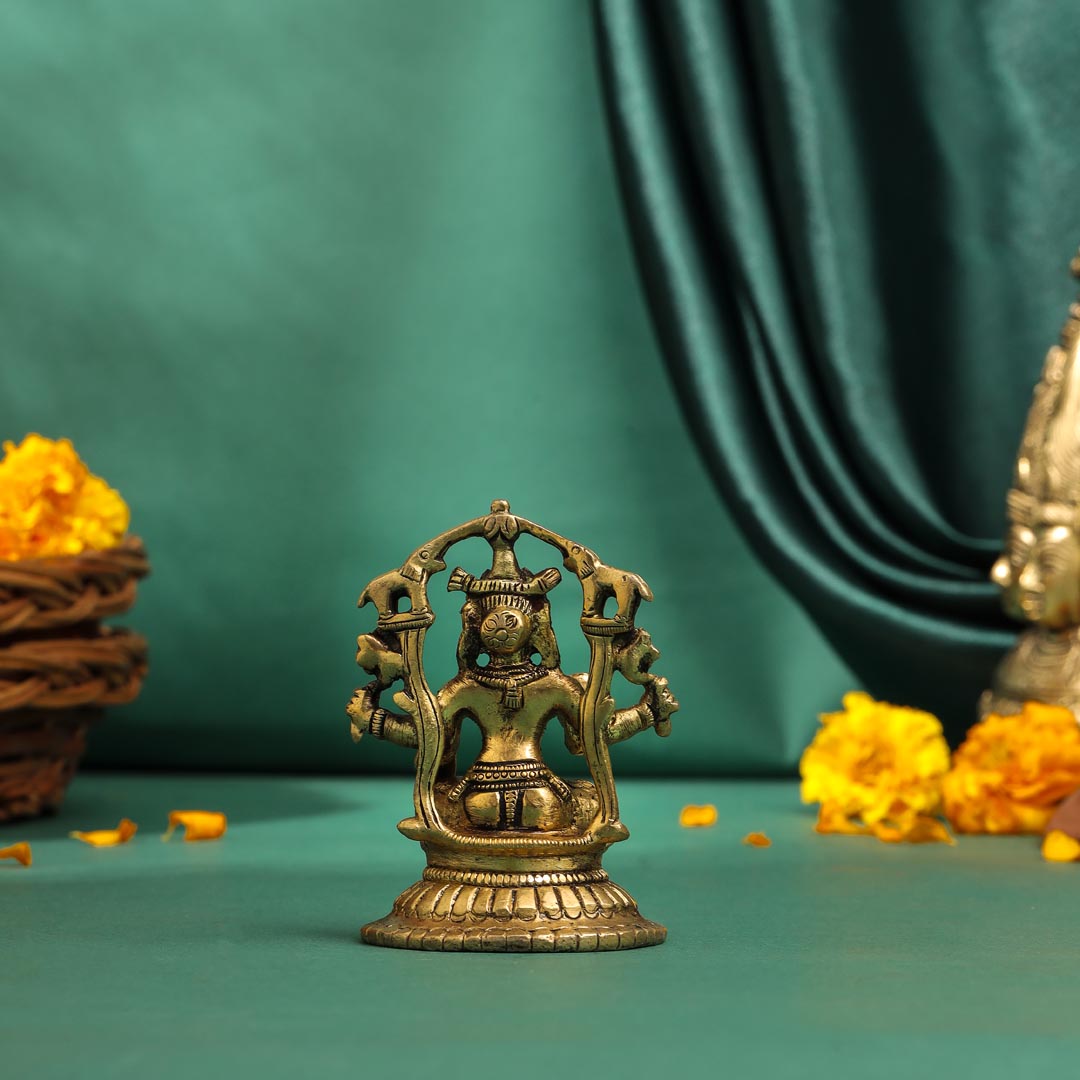 Brass Goddess Sitting Gaja Lakshmi Idol (3.5 Inch) Vedansh Craft
