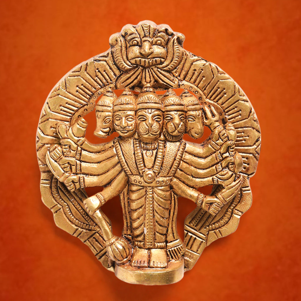 Brass Panchmukhi Hanuman Wall Hanging (4 Inch) Vedansh Craft