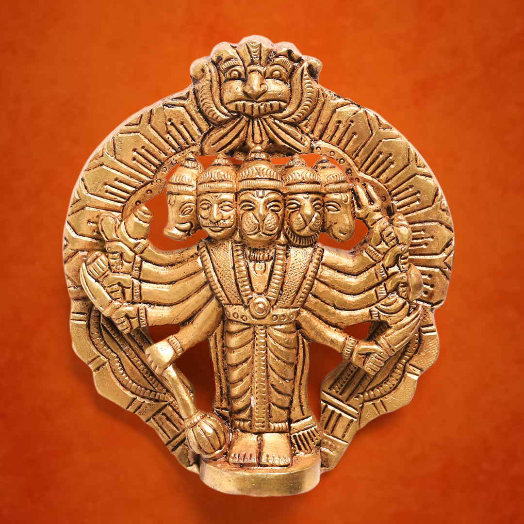 Brass Panchmukhi Hanuman Wall Hanging (4 Inch) Vedansh Craft