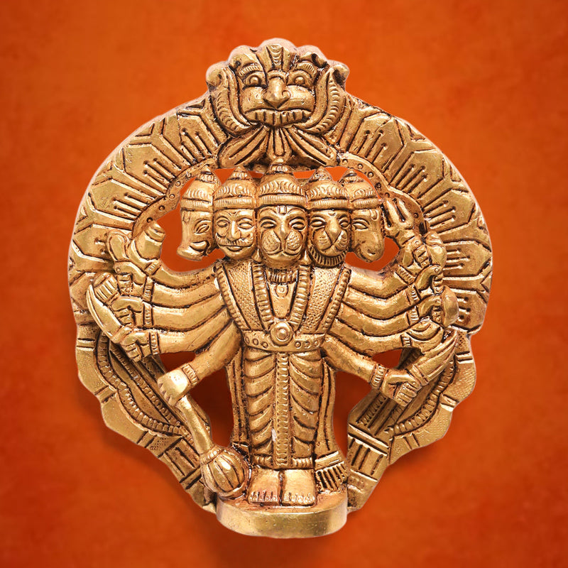 Brass Panchmukhi Hanuman Wall Hanging (4 Inch) Vedansh Craft