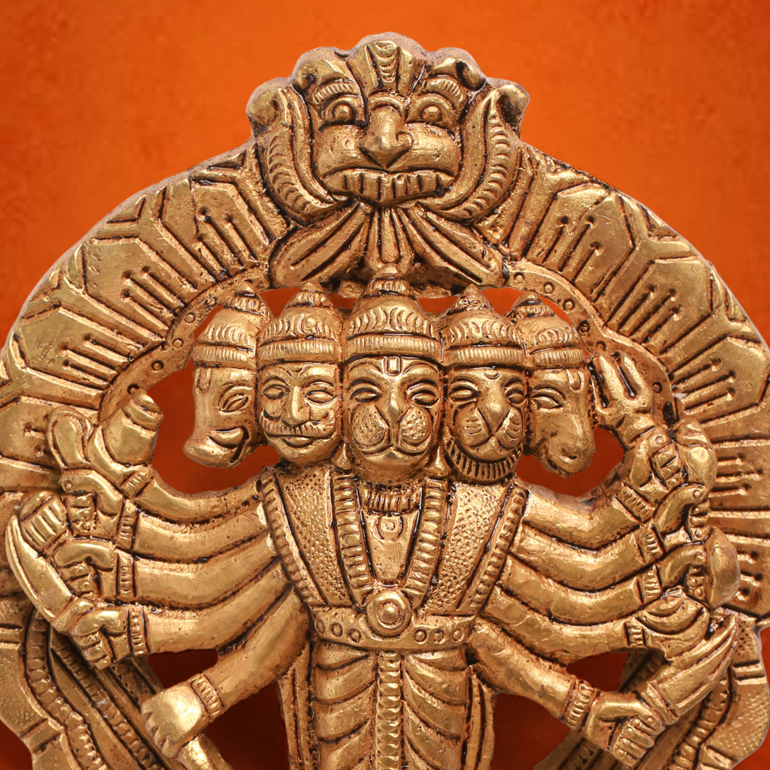 Brass Panchmukhi Hanuman Wall Hanging (4 Inch) Vedansh Craft