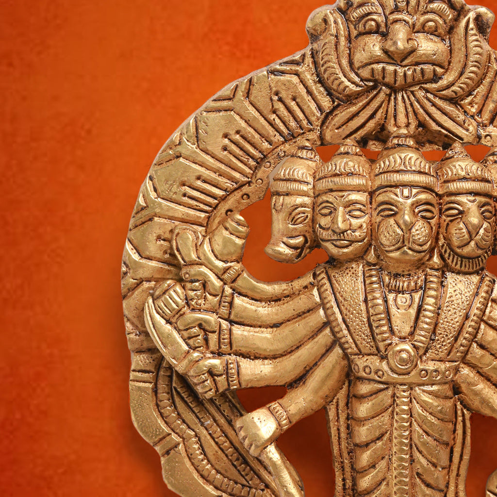 Brass Panchmukhi Hanuman Wall Hanging (4 Inch) Vedansh Craft