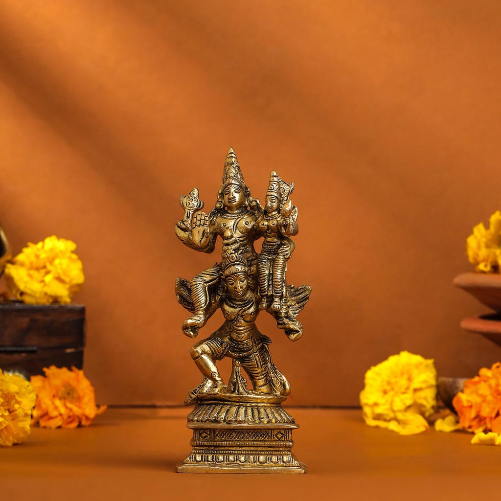 Brass Garuda, Vishnu & Lakshmi Idol (5.5 Inch) Vedansh Craft