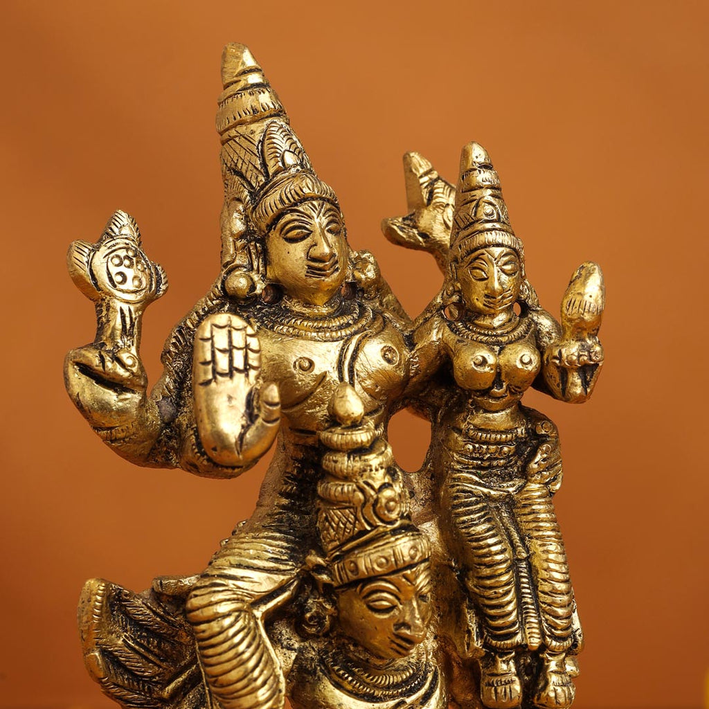 Brass Garuda, Vishnu & Lakshmi Idol (5.5 Inch) Vedansh Craft