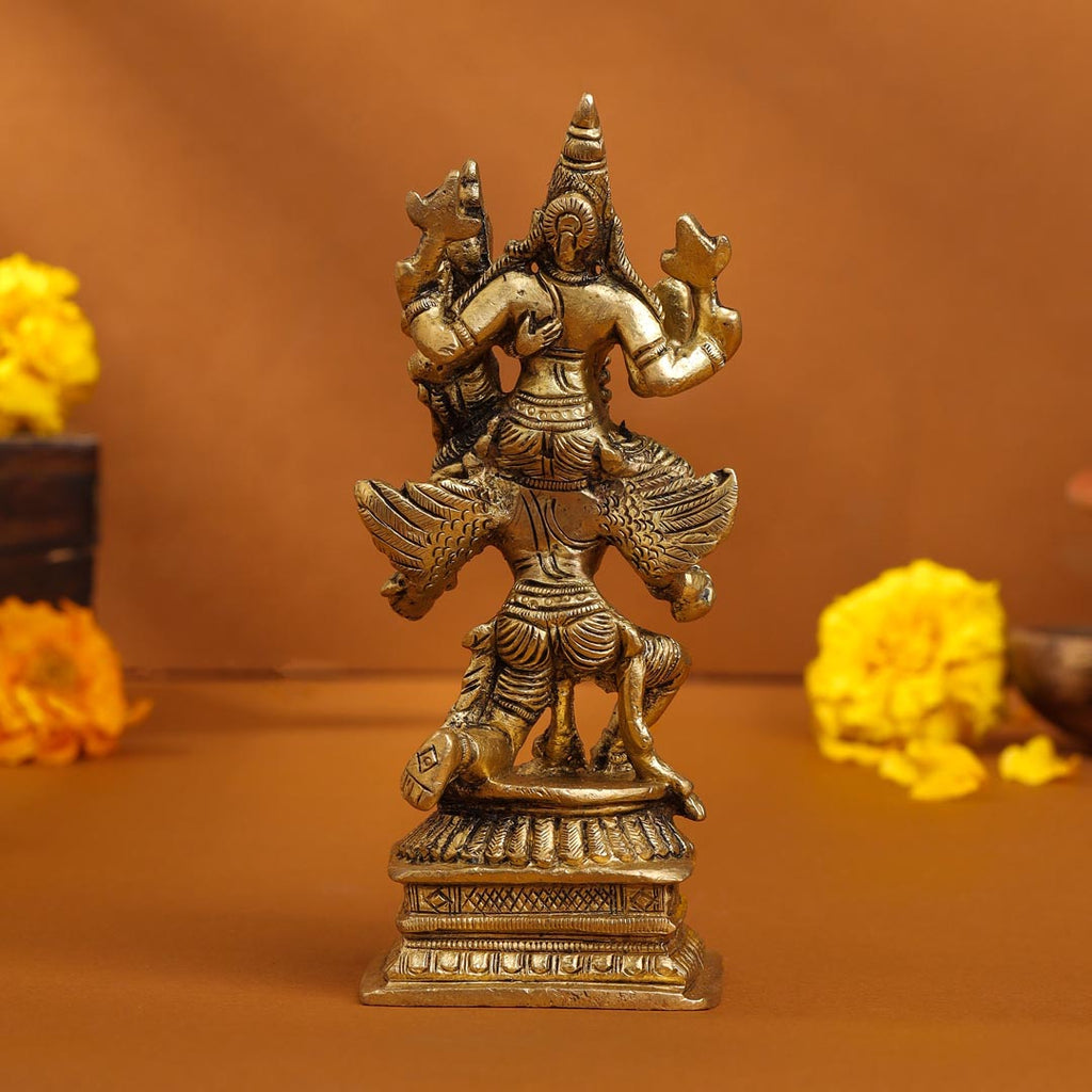 Brass Garuda, Vishnu & Lakshmi Idol (5.5 Inch) Vedansh Craft