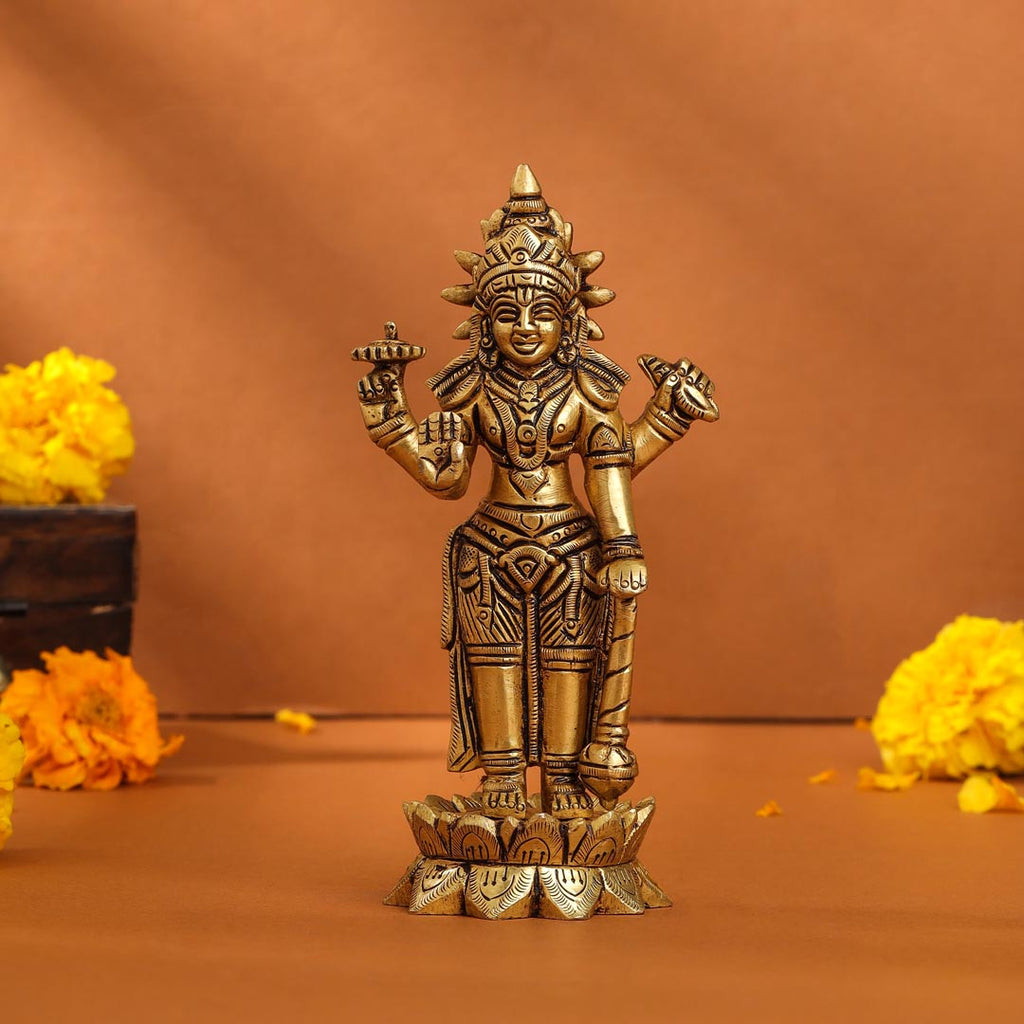 Brass Superfine Lord Vishnu On Lotus Idol (6 Inch) Vedansh Craft