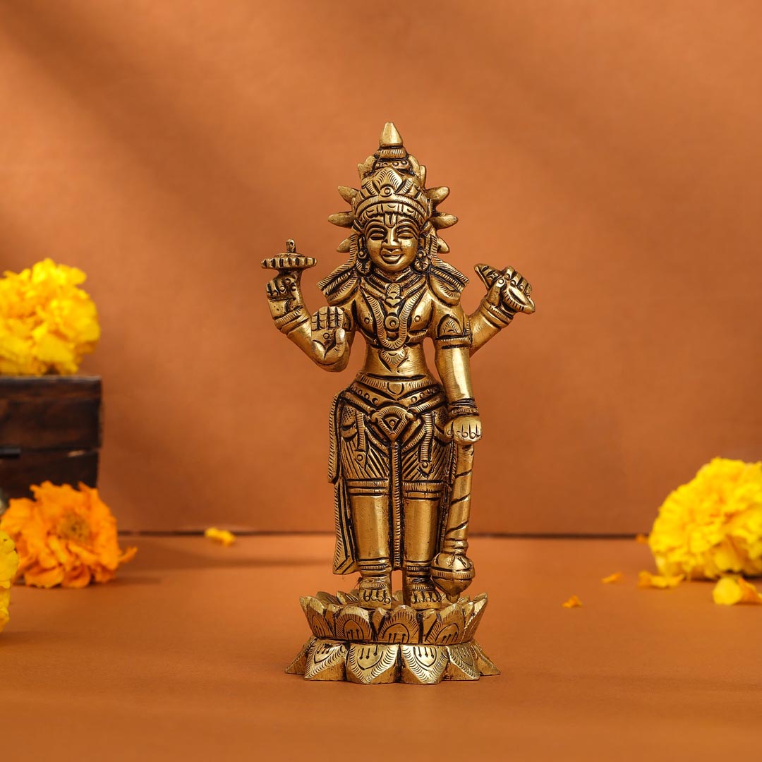 Brass Superfine Lord Vishnu On Lotus Idol (6 Inch) Vedansh Craft