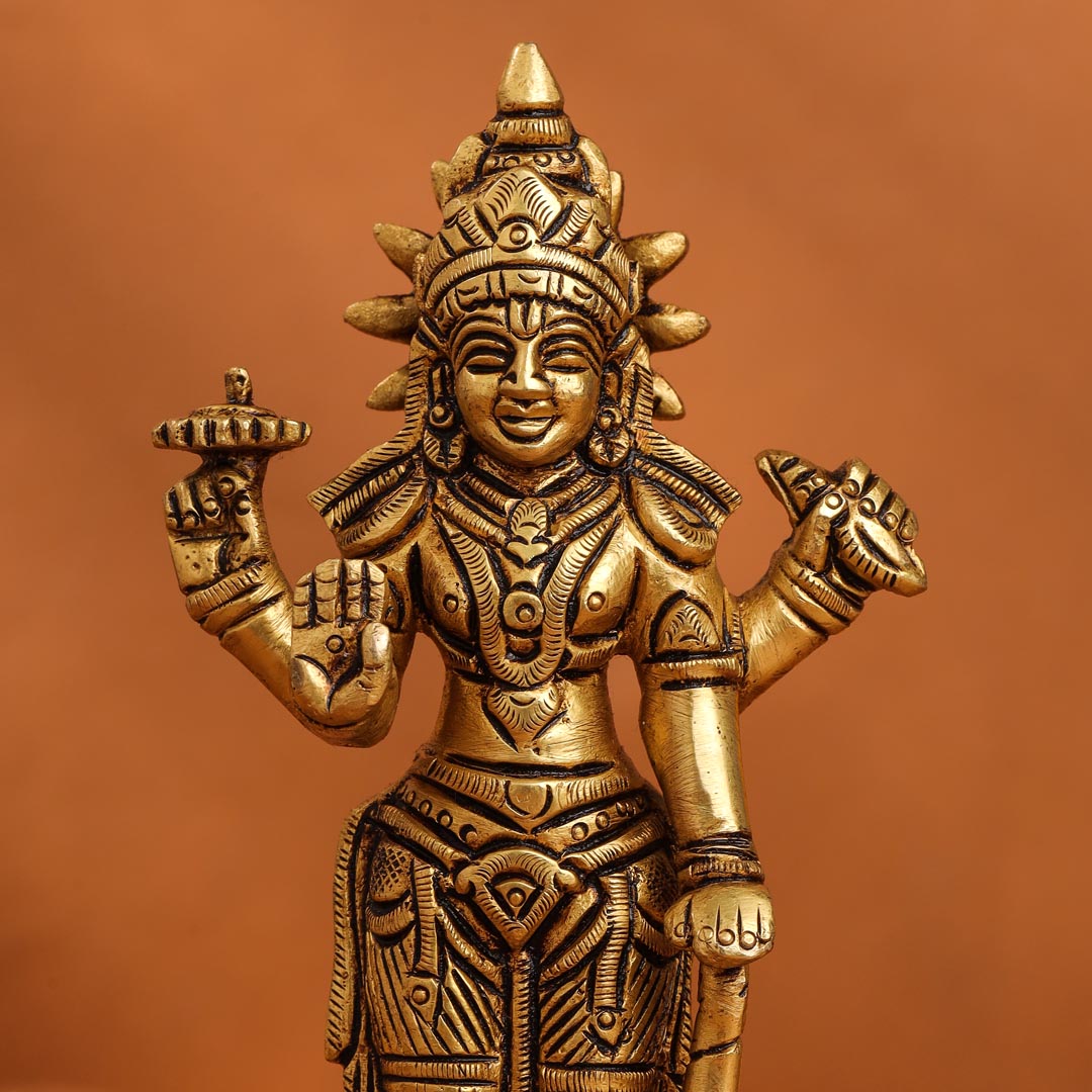 Brass Superfine Lord Vishnu On Lotus Idol (6 Inch) Vedansh Craft