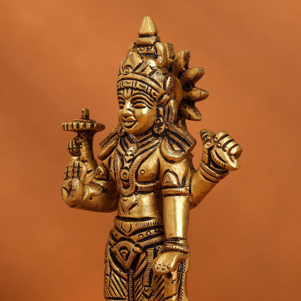 Brass Superfine Lord Vishnu On Lotus Idol (6 Inch) Vedansh Craft