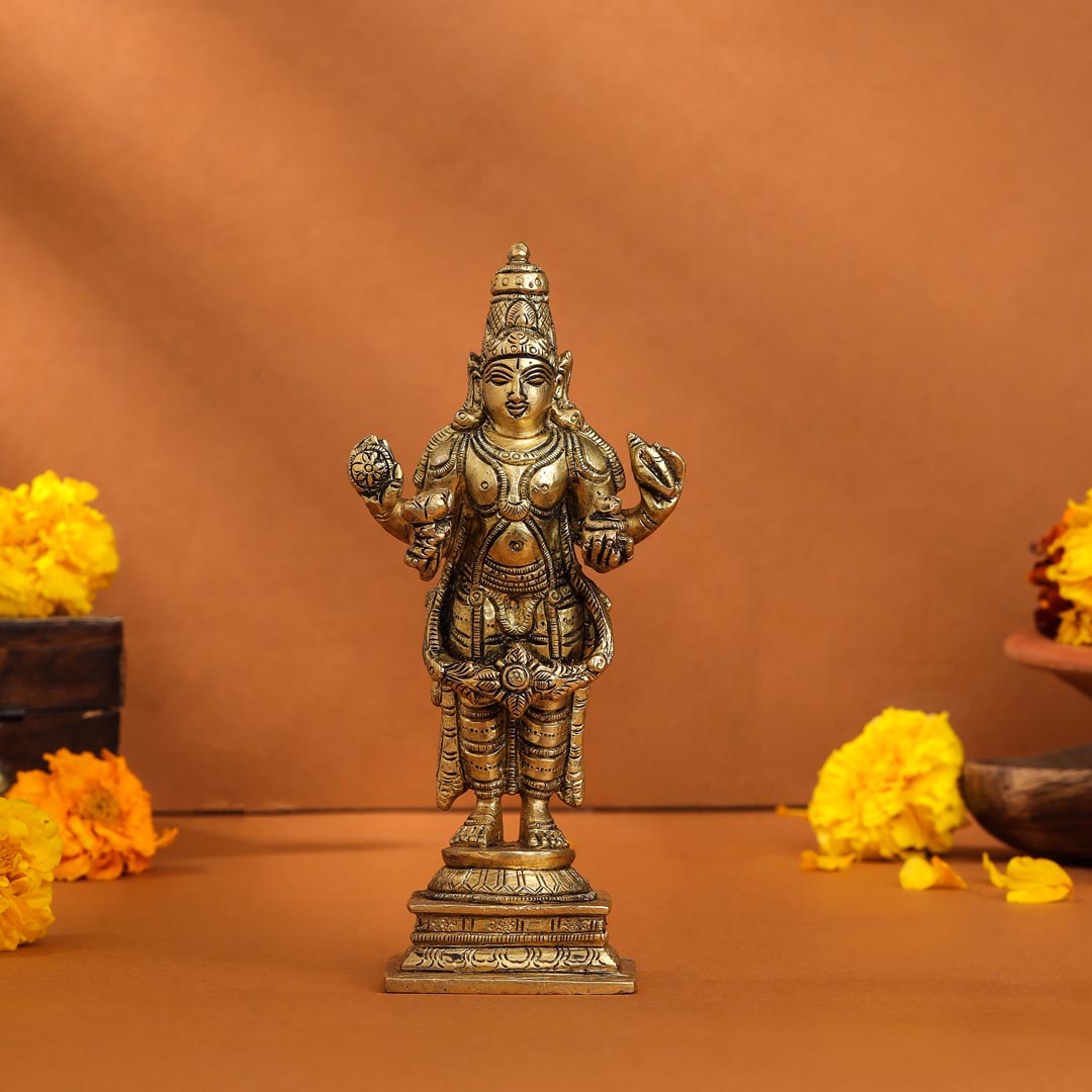Brass Lord Dhanvantari Idol (6.5 Inch) Vedansh Craft