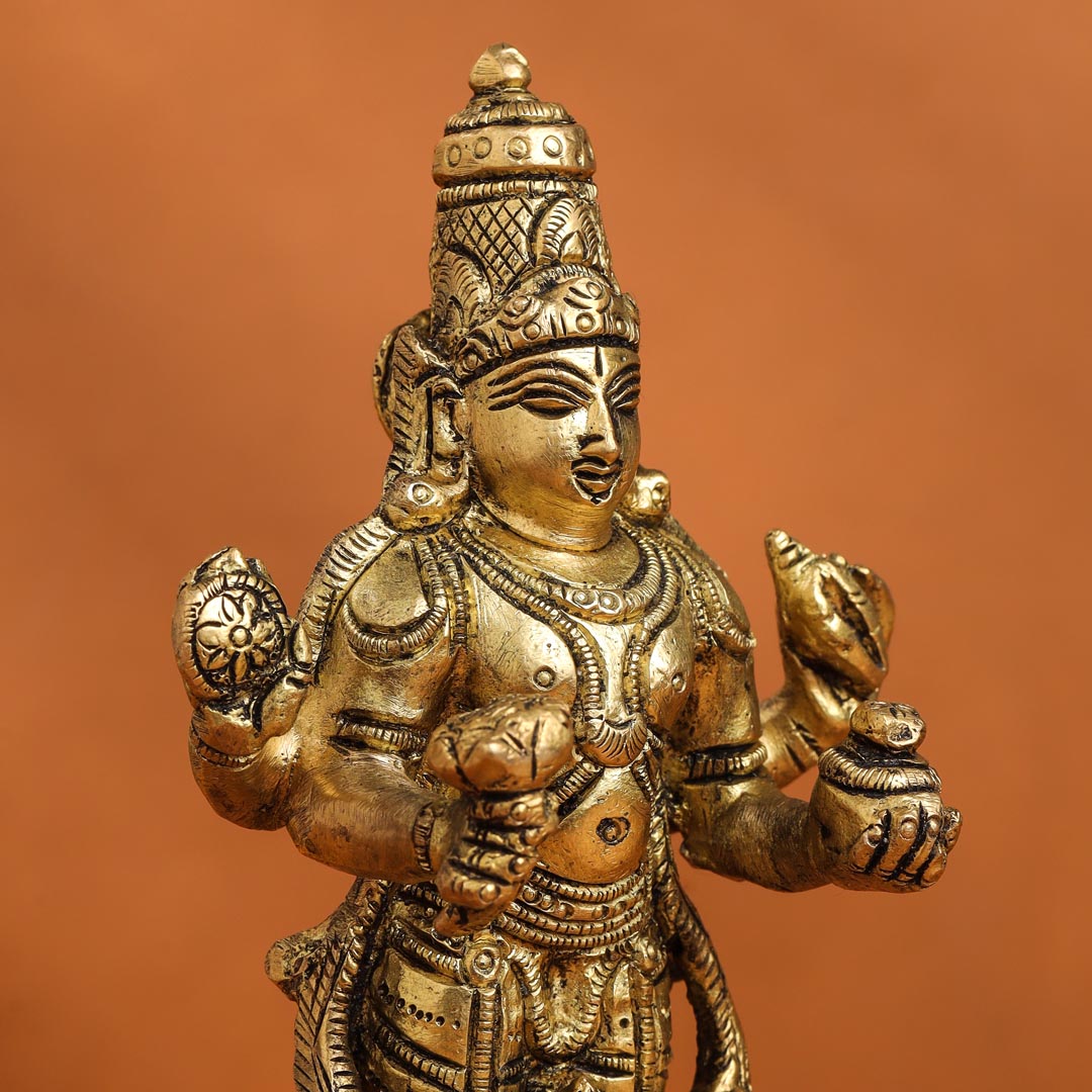 Brass Lord Dhanvantari Idol (6.5 Inch) Vedansh Craft