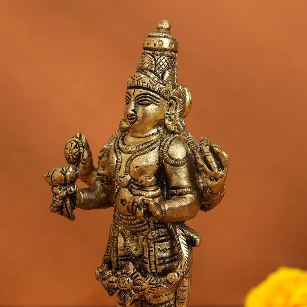 Brass Lord Dhanvantari Idol (6.5 Inch) Vedansh Craft