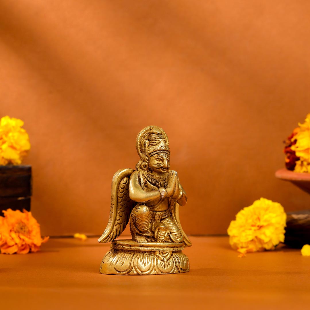 Brass Sitting Garuda Idol (3.5 Inch) Vedansh Craft