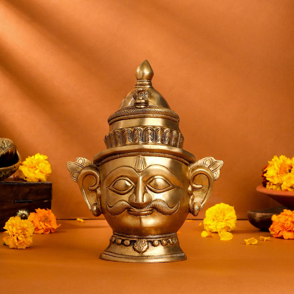 Brass Shiva And Parvati Head Statue (9 Inch) Vedansh Craft