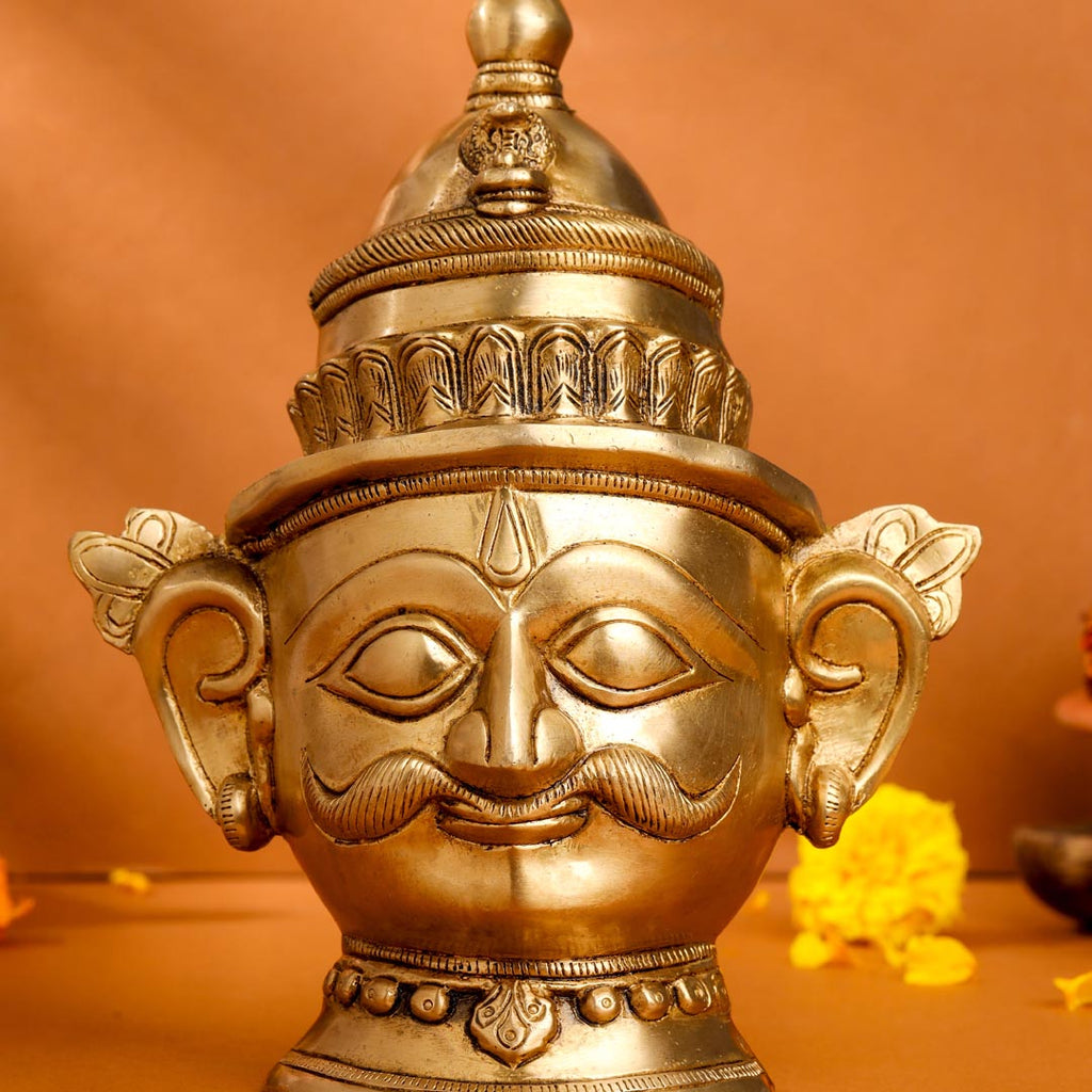Brass Shiva And Parvati Head Statue (9 Inch) Vedansh Craft