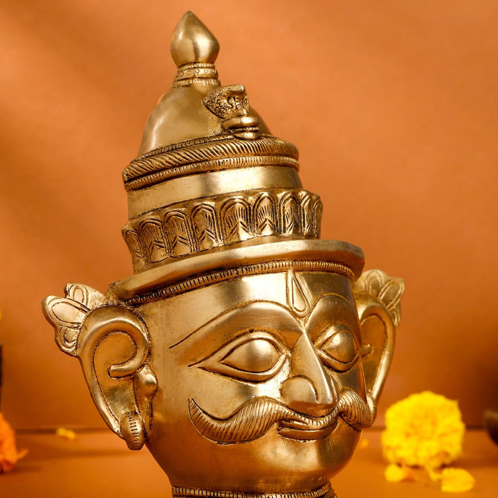 Brass Shiva And Parvati Head Statue (9 Inch) Vedansh Craft