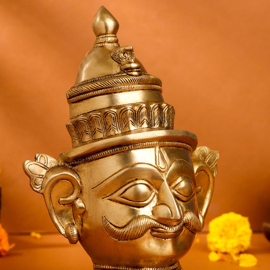 Brass Shiva And Parvati Head Statue (9 Inch) Vedansh Craft