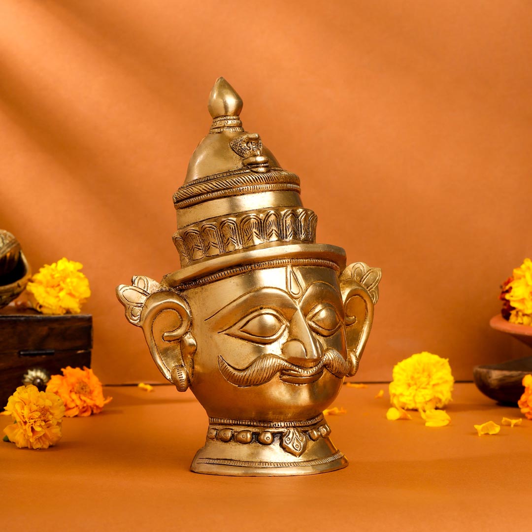 Brass Shiva And Parvati Head Statue (9 Inch) Vedansh Craft