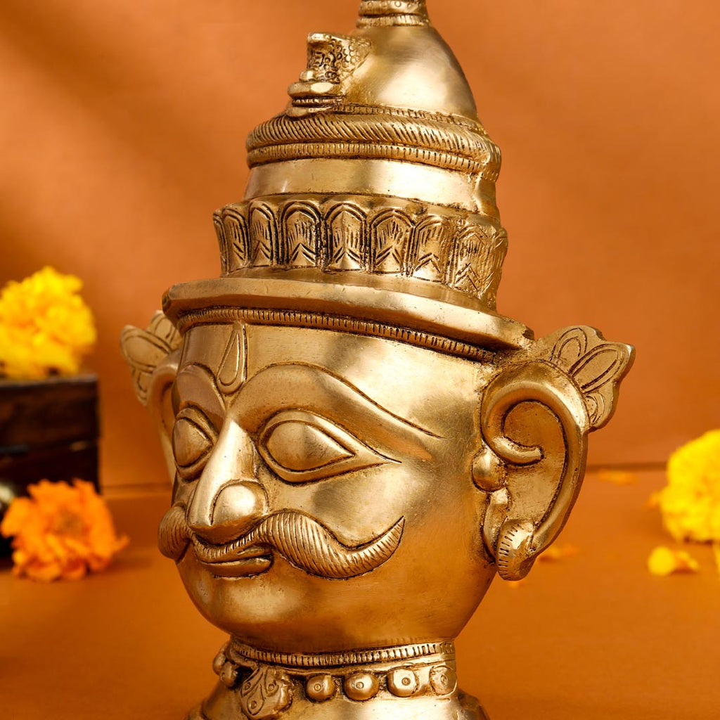 Brass Shiva And Parvati Head Statue (9 Inch) Vedansh Craft