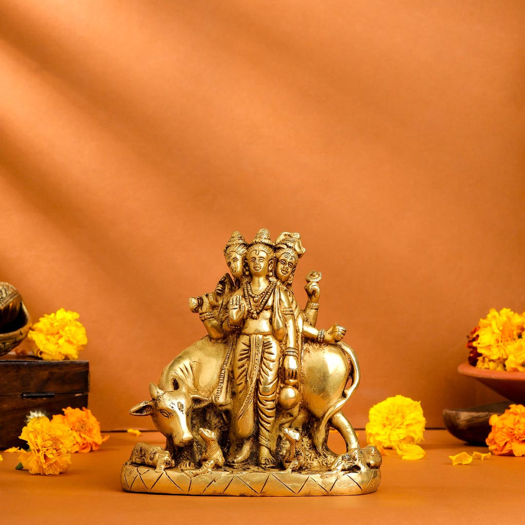 Brass Lord Dattatreya Idol (6.5 Inch) Vedansh Craft