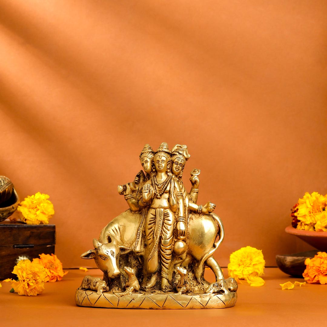 Brass Lord Dattatreya Idol (6.5 Inch) Vedansh Craft