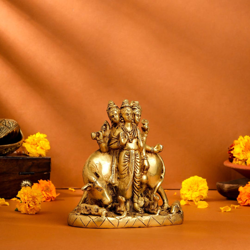 Brass Lord Dattatreya Idol (6.5 Inch) Vedansh Craft