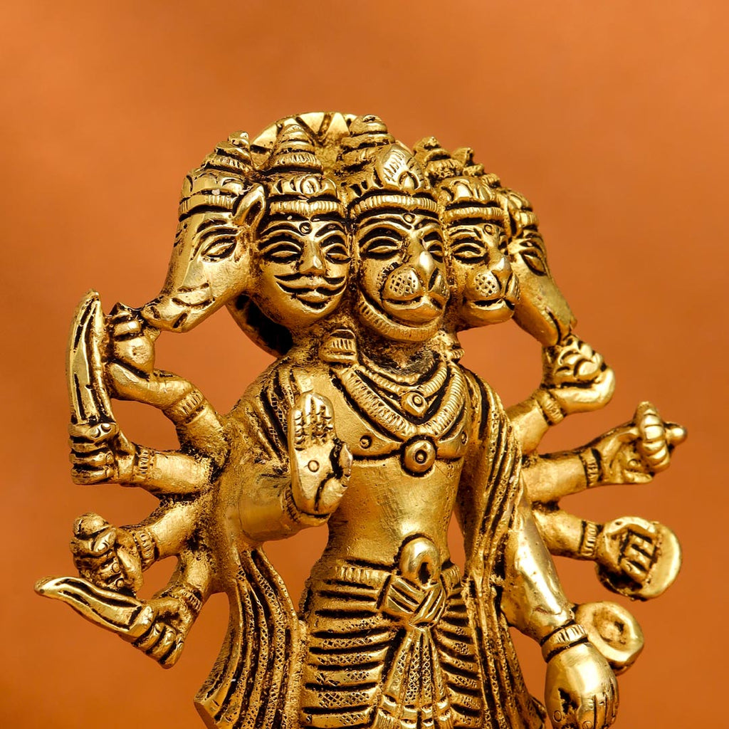 Brass Panchmukhi Standing Hanuman Idol (6.5 Inch) Vedansh Craft