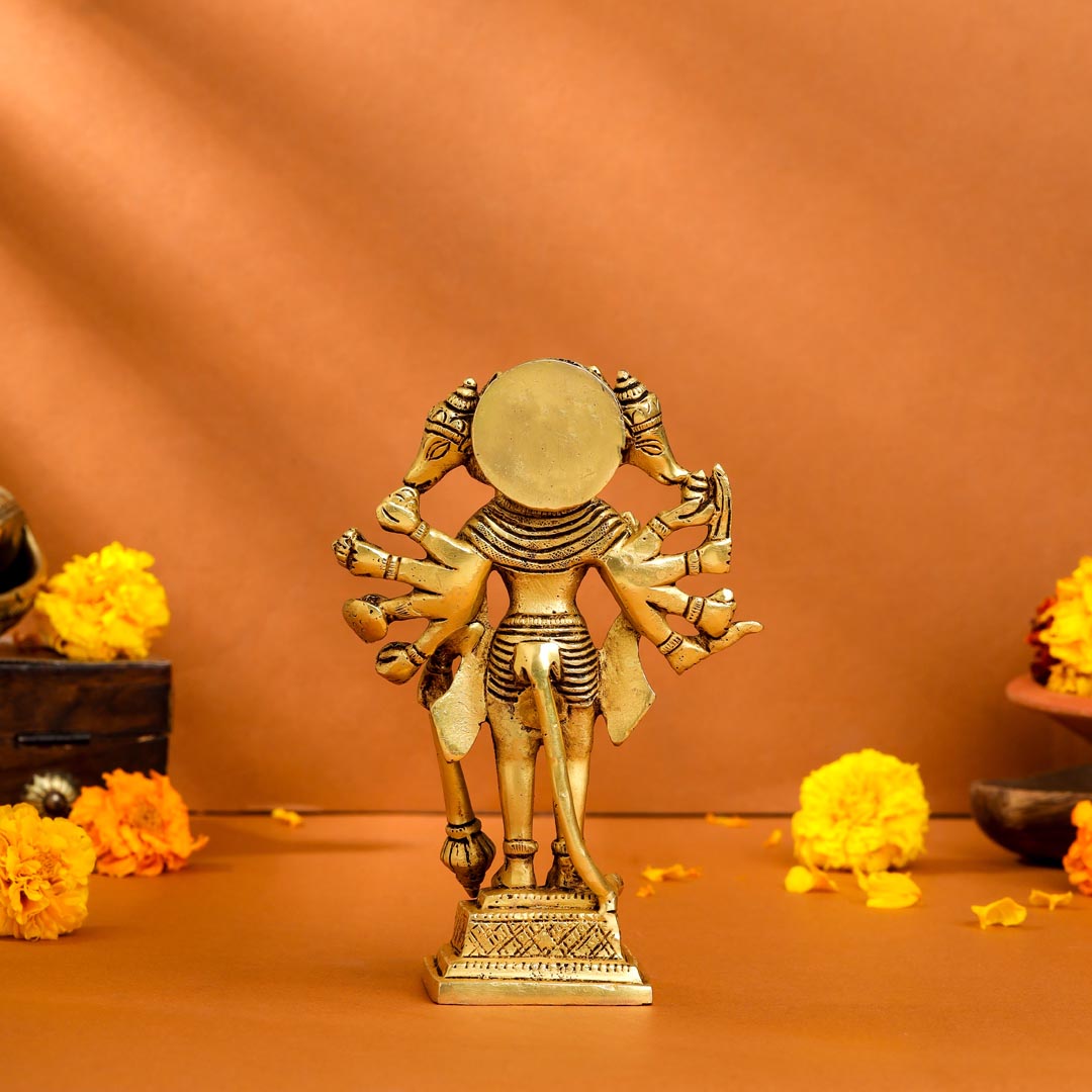 Brass Panchmukhi Standing Hanuman Idol (6.5 Inch) Vedansh Craft