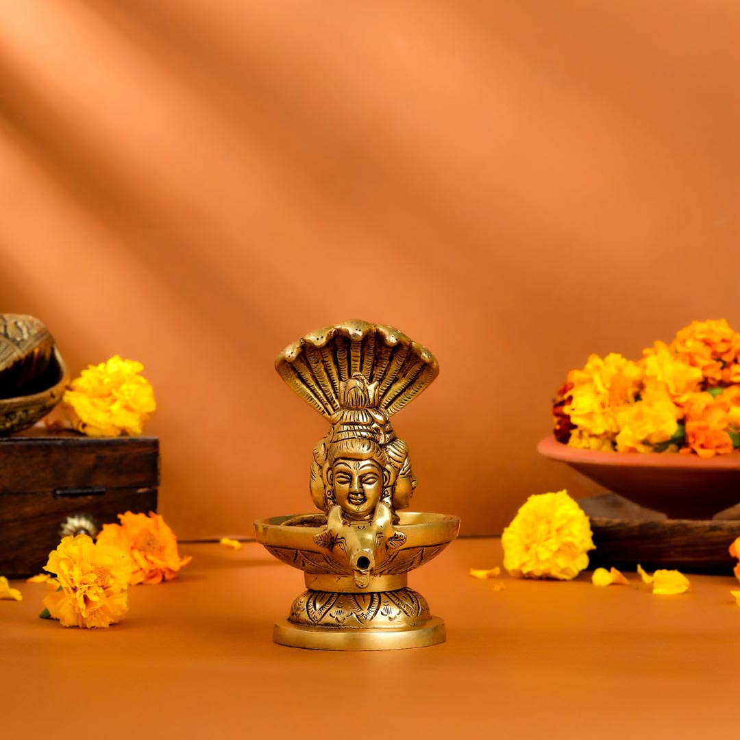 Brass Nandi Mukhshivlingam Idol (5 Inch) Vedansh Craft