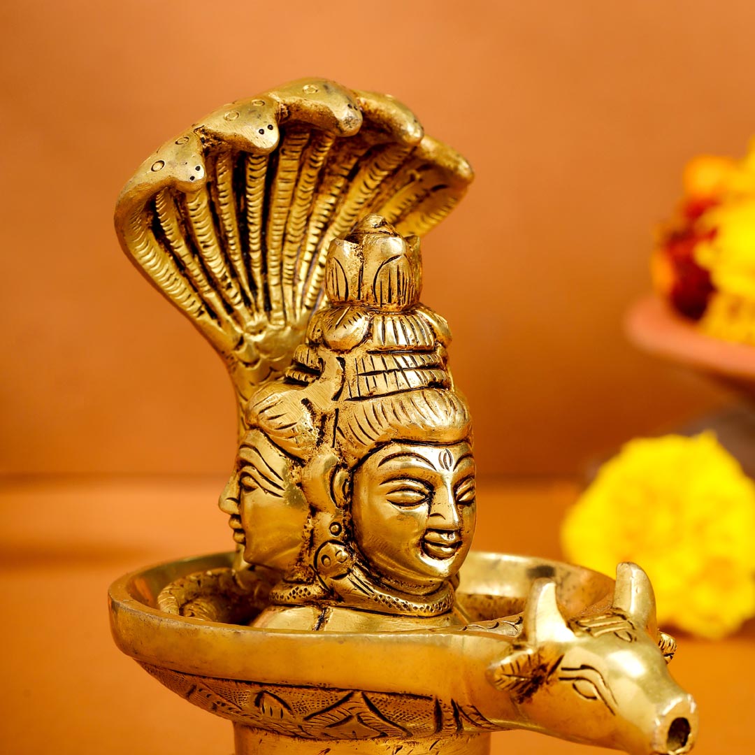 Brass Nandi Mukhshivlingam Idol (5 Inch) Vedansh Craft