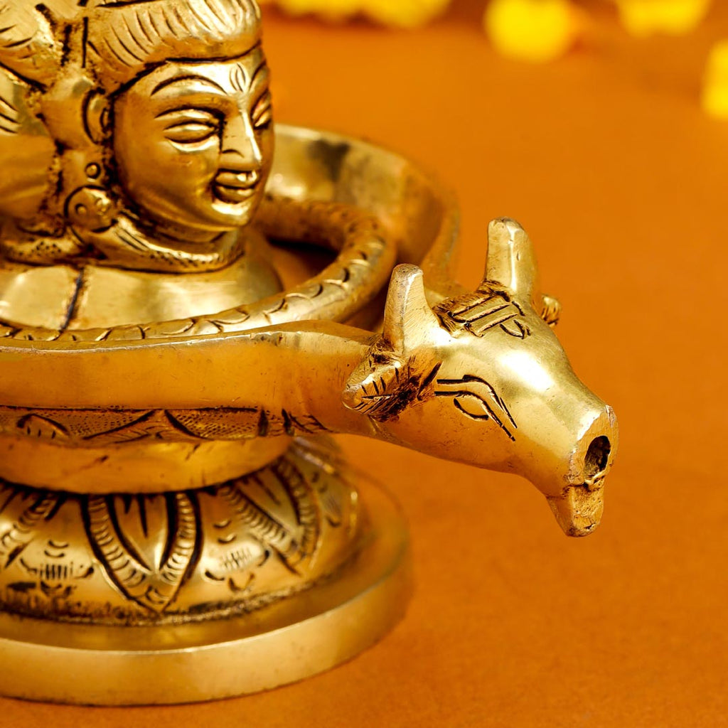 Brass Nandi Mukhshivlingam Idol (5 Inch) Vedansh Craft