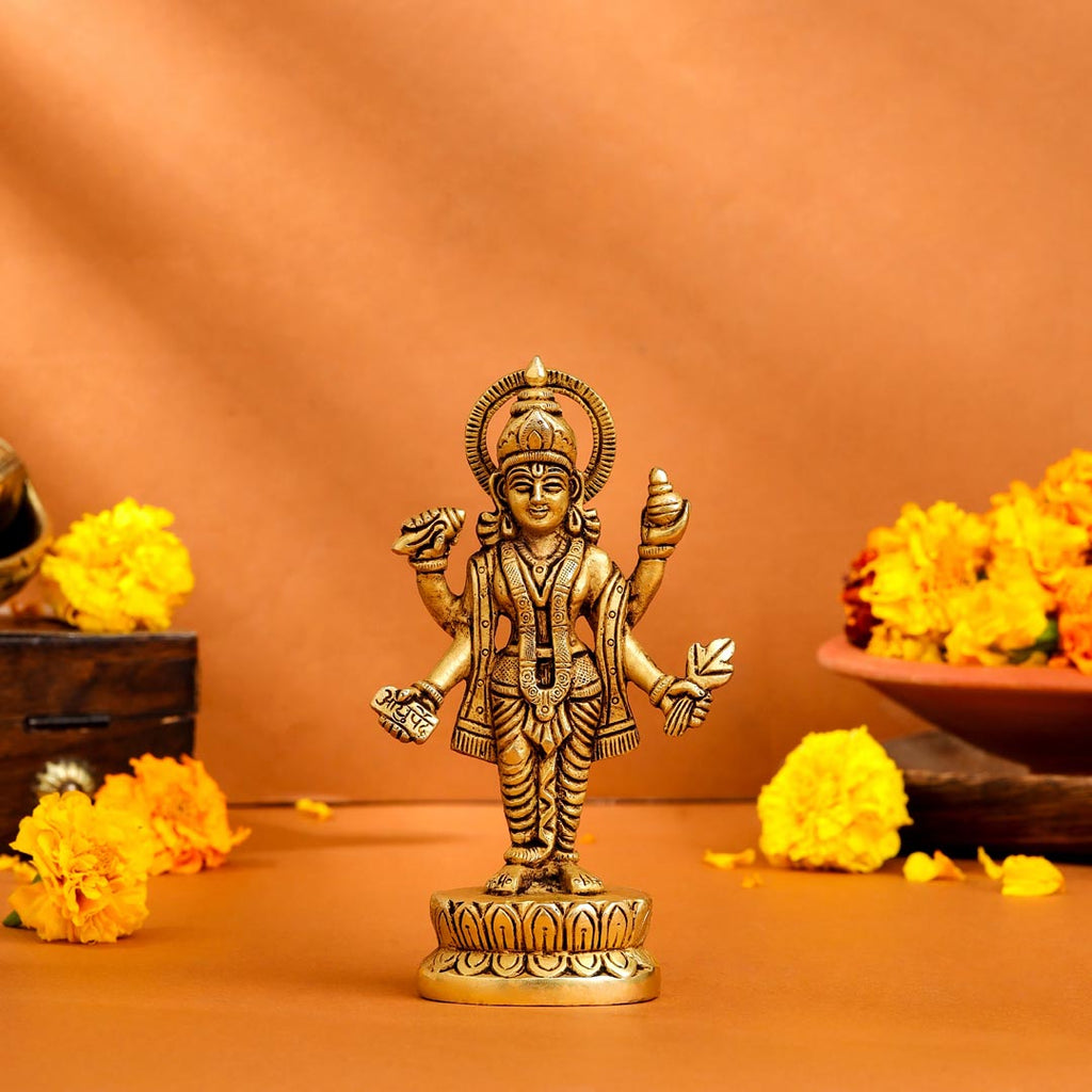 Brass Lord Dhanvantari Idol (6 Inch) Vedansh Craft