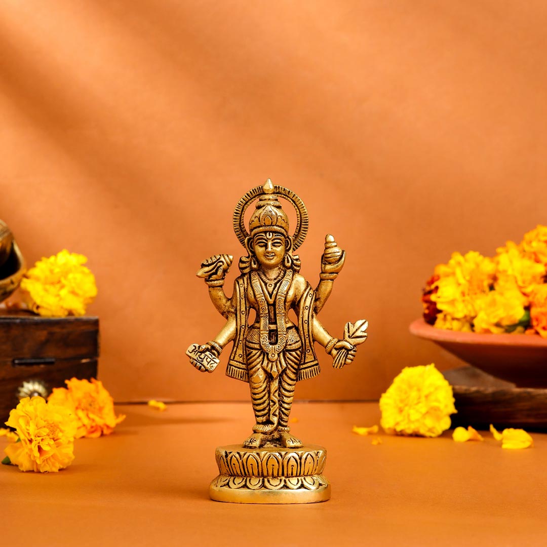 Brass Lord Dhanvantari Idol (6 Inch) Vedansh Craft