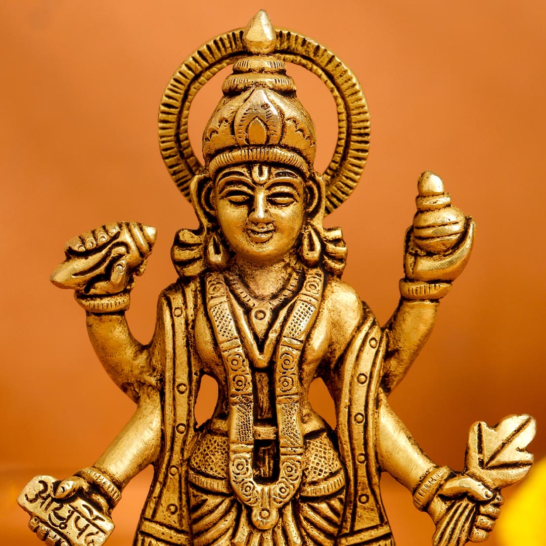 Brass Lord Dhanvantari Idol (6 Inch) Vedansh Craft