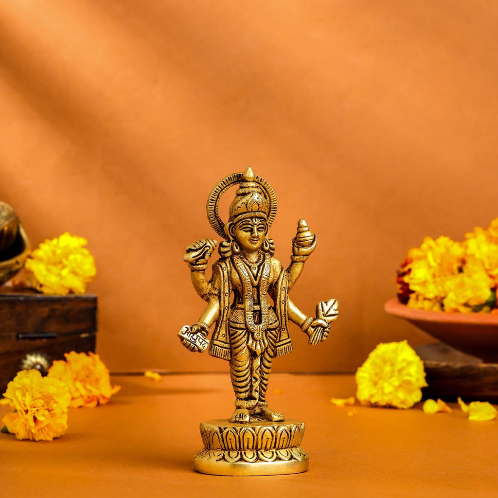 Brass Lord Dhanvantari Idol (6 Inch) Vedansh Craft