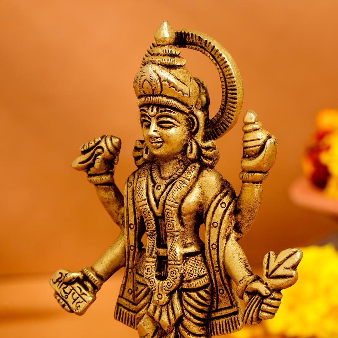 Brass Lord Dhanvantari Idol (6 Inch) Vedansh Craft