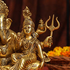 Brass Superfine Sitting Ganesha With Riddhi Siddhi Idol (12 Inch) Vedansh Craft