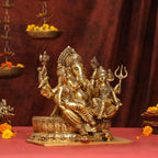 Brass Superfine Sitting Ganesha With Riddhi Siddhi Idol (12 Inch) Vedansh Craft
