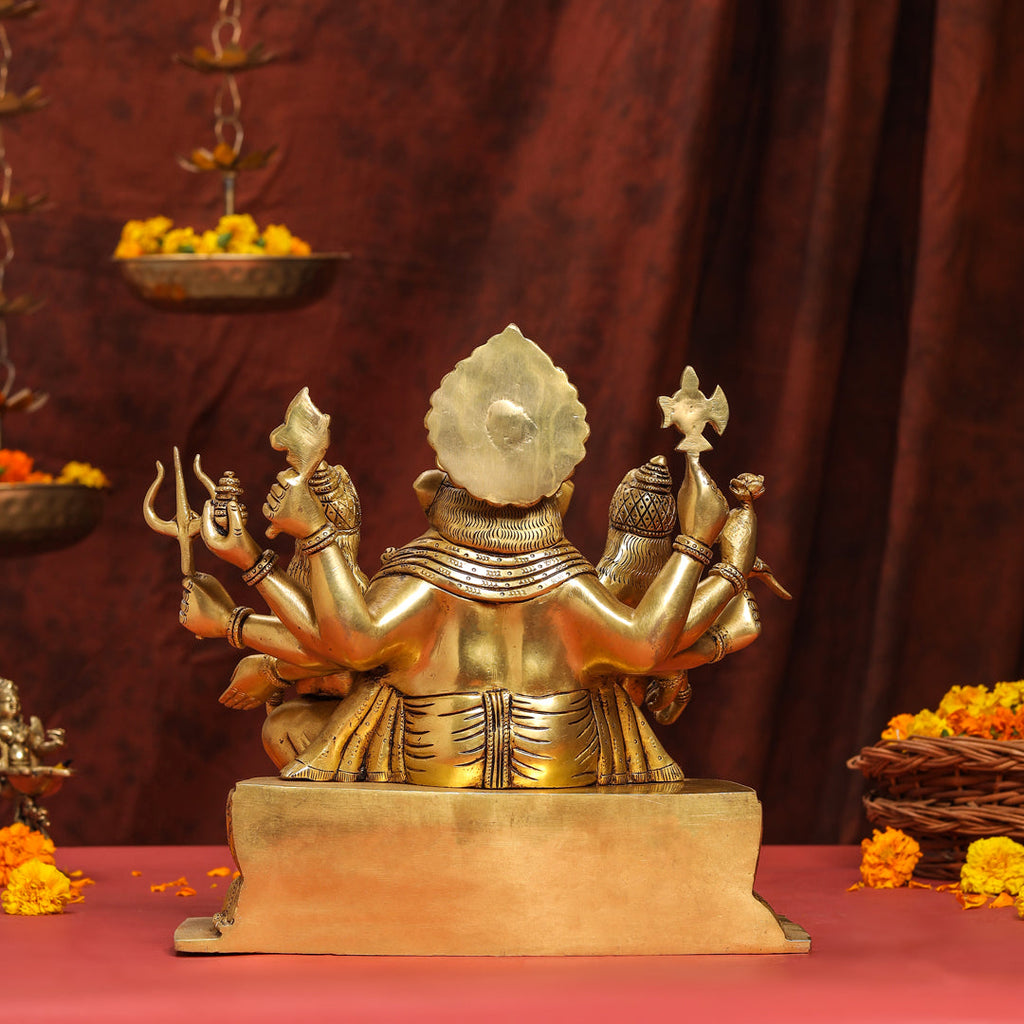 Brass Superfine Sitting Ganesha With Riddhi Siddhi Idol (12 Inch) Vedansh Craft