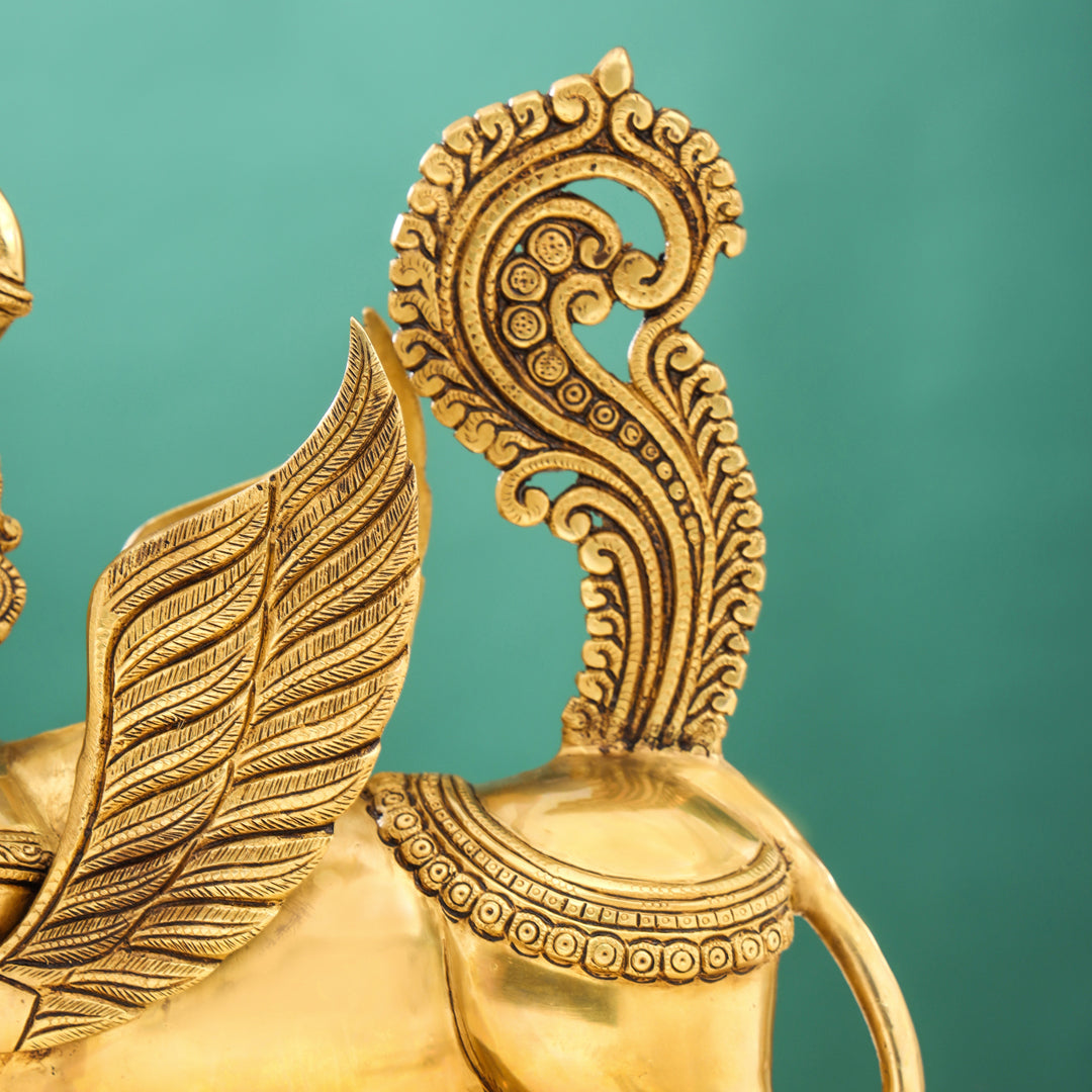 Brass Superfine Kamdhenu Cow With Calf Idol (17 Inch) Vedansh Craft