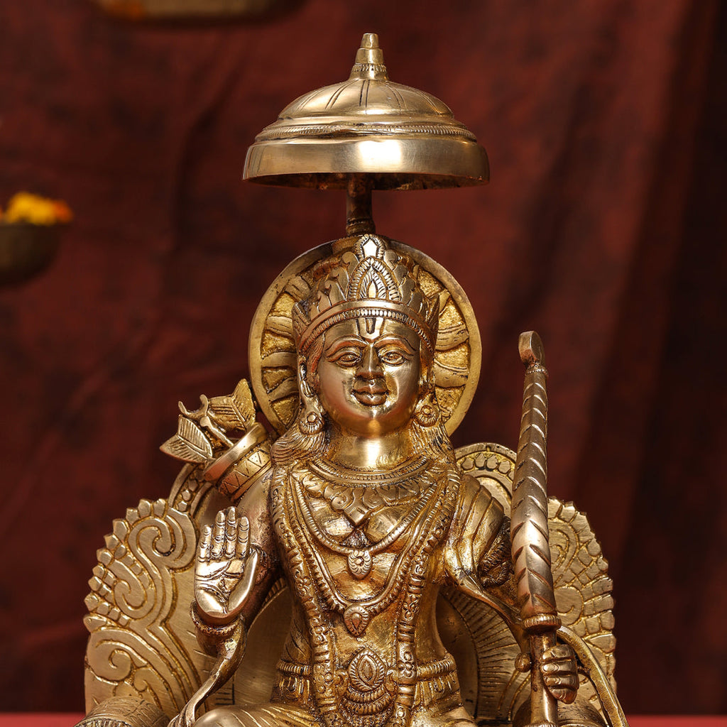 Brass Lord Ram On Throne (Singhasan) Idol (15 Inch) Vedansh Craft