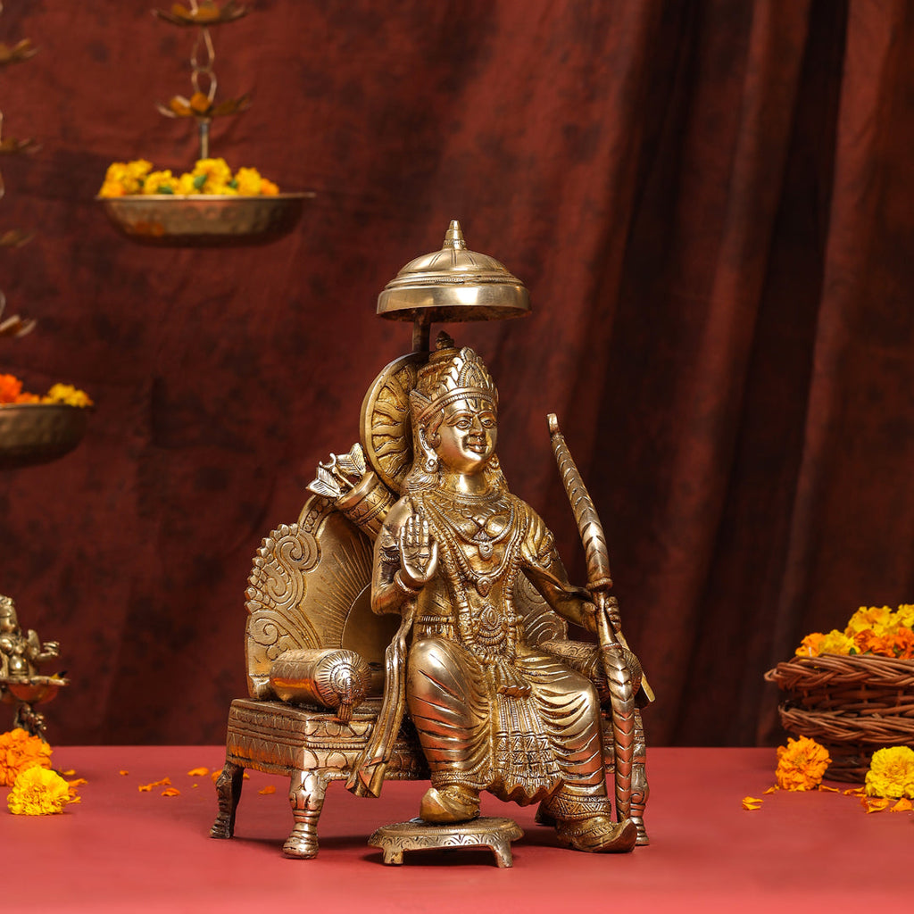 Brass Lord Ram On Throne (Singhasan) Idol (15 Inch) Vedansh Craft