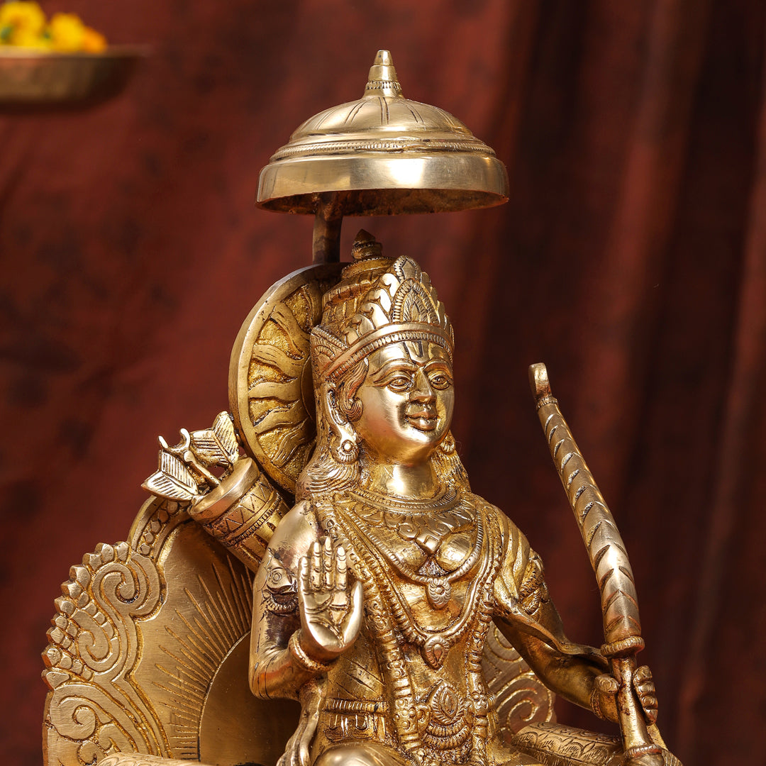 Brass Lord Ram On Throne (Singhasan) Idol (15 Inch) Vedansh Craft